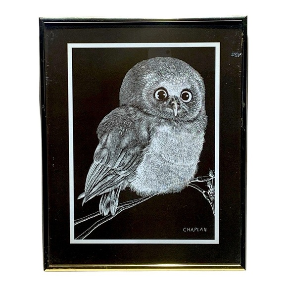 Vintage Framed Under Glass Original Artwork By Chaplan - Picture 1 of 3